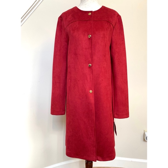MatNew York faux suede red short coat, NWT, XS - Picture 2 of 12